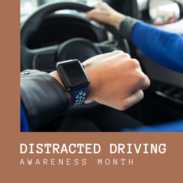 Woman Driving and Checking Smartwatch for Distracted Driving Awareness - Download Free Stock Templates Pikwizard.com