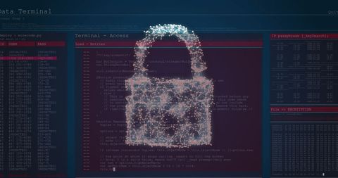Digital Padlock over Data Terminal Interface - Download Free Stock Images Pikwizard.com