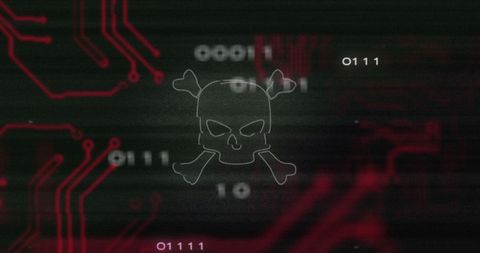 Digital Threat Skull Overlay on Circuit Board - Download Free Stock Images Pikwizard.com