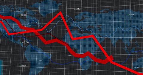 Global Financial Market Downturn Depicted on Digital World Map - Download Free Stock Images Pikwizard.com