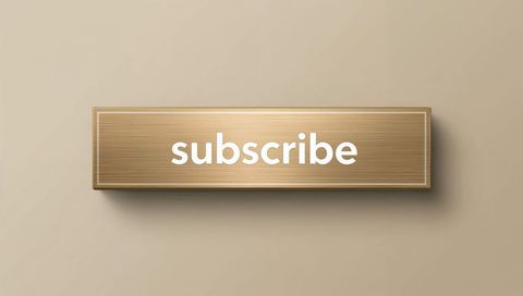 Gold brushed metal subscribe button with soft shadow for luxury web call to action ui