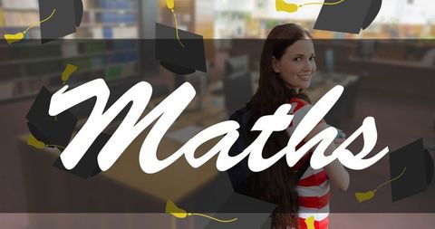 Math enthusiasm with young female student in library