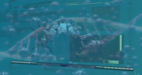 Animated Virus Cells with Digital Interface Technology Concept