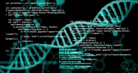 Genetic Data Processing on Dark Background with Code Overlay - Download Free Stock Images Pikwizard.com