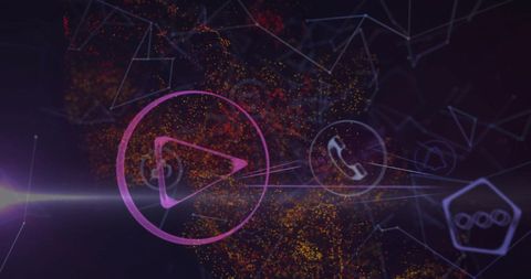 futuristic digital network connections with bright icons - Download Free Stock Images Pikwizard.com