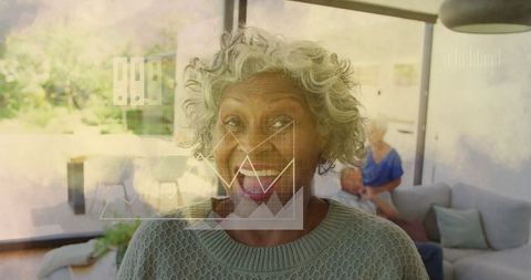 Cheerful Senior Woman Embracing Technology at Home