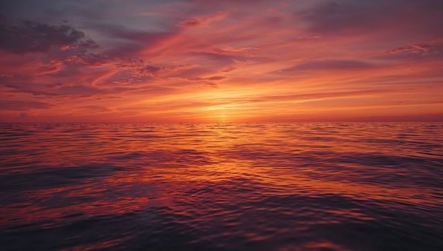 Serene Sunset Over Tranquil Ocean with Vibrant Sky