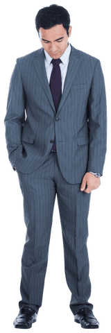 Caucasian Businessman Looking Down Transparent Professional Pose