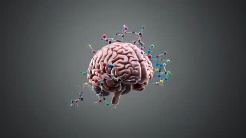 3D Human Brain Model with Rotating Molecules
