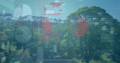 Eco-Friendly Concept Overlaying Technology on Forest Canopy Image