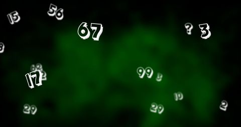 Numbers Floating Against Green Background