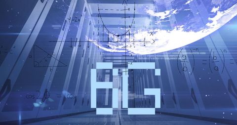 Futuristic 6G Technology Overlay in Data Center with Mathematical Calculations - Download Free Stock Images Pikwizard.com