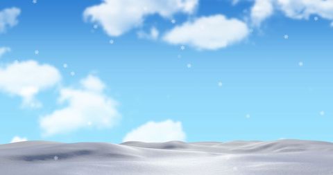 Snowfall Over Serene Winter Landscape Under Blue Sky