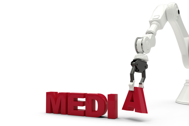 Robotic Arm Holding Media Text on Transparent Background - Download Free Stock Videos Pikwizard.com