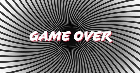 Dynamic Game Over Text on Spiral Background