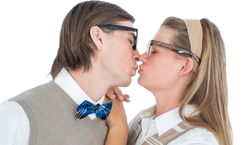 transparent nerdy couple kissing romantic gesture - Download Free Stock Videos Pikwizard.com