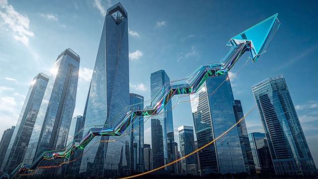 Futuristic Financial Growth Chart Over Modern City Skyline