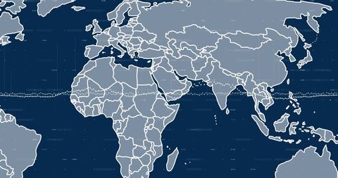 Data Flow Visualization on World Map for Global Technology Insights - Download Free Stock Images Pikwizard.com