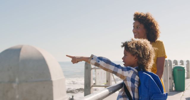 Mother and Son Enjoying Day at Oceanside Promenade - Download Free Stock Images Pikwizard.com