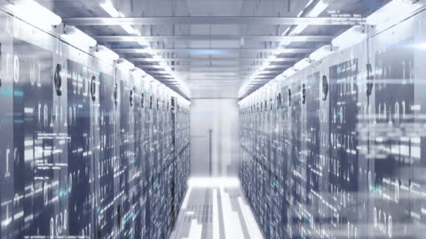 Animated Data Flow in Futuristic Server Room