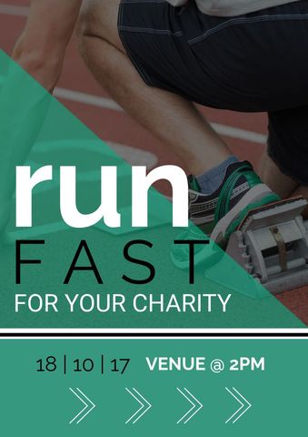 charity run event promotion with runner in starting stance - Download Free Stock Templates Pikwizard.com