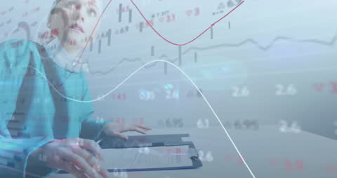 Financial Data Analysis Overlay with Business Professional