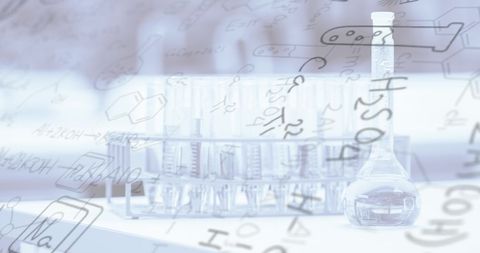 Chemical Formulas Over School Chemistry Lab Equipment