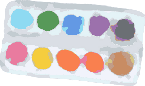 Artistic Watercolor Paint Kit Tray on Transparent Background