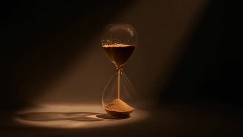Classic Hourglass Displaying Passage of Time with Sand Flowing