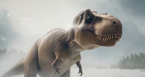 Tyrannosaurus Rex Facing Adversity in Snowy Terrain