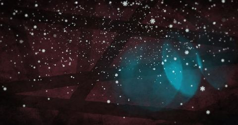 Winter Lens Flare with Falling Snowflakes and Darkness