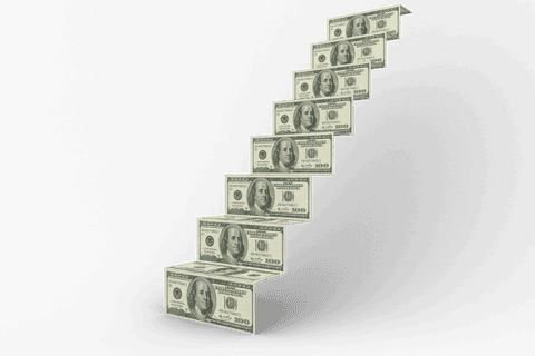 Transparent Stairs Built with Hundred Dollar Banknotes