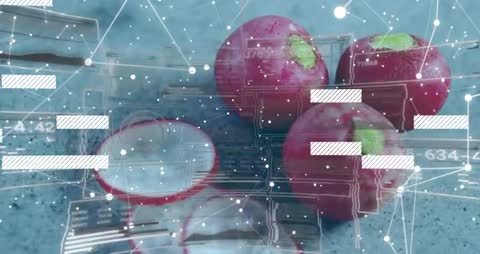 Radish Cluster Receiving Sliding Network Scan Overlay Showing Freshness Data on Countertop