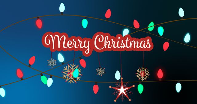 Illustration of christmas greeting with merry christmas message on blue background 4k