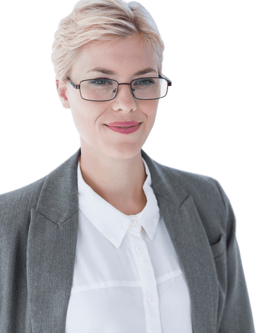 Transparent Background Portrait Businesswoman Wearing Glasses Looking Confident