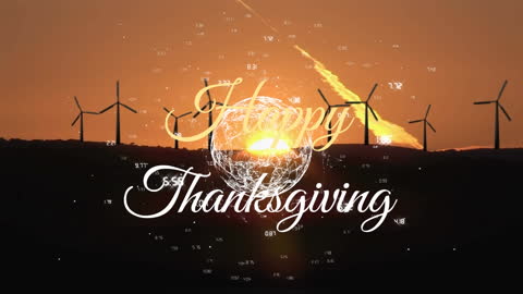 Happy Thanksgiving with Wind Turbines Digital Animation