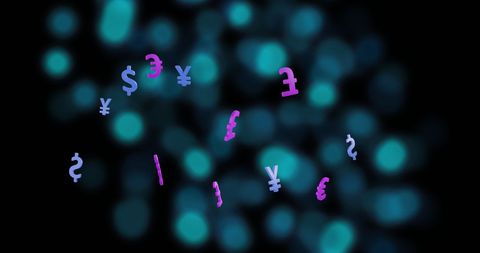 Floating Currency Symbols on Modern Digital Background