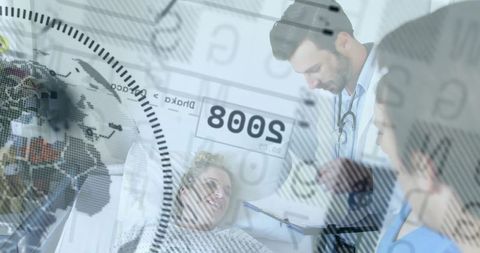 Caring Doctor with Smiling Patient in Hospital Room