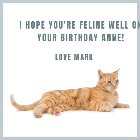 Birthday Greeting Card with Relaxed Ginger Cat - Download Free Stock Templates Pikwizard.com