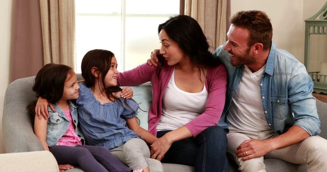 Happy Multiracial Family Bonding at Home in Living Room - Download Free Stock Images Pikwizard.com