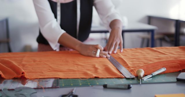 Fashion Designer Measuring Fabric in Studio - Download Free Stock Images Pikwizard.com