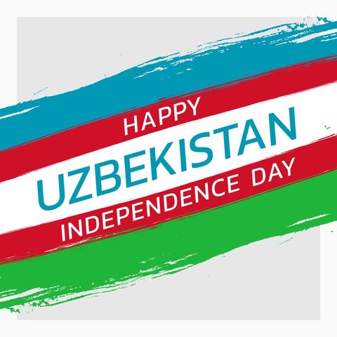 Uzbekistan independence day text with national colors