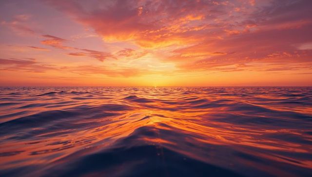 Golden Sunset Over Calm Ocean Waves