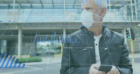 Man Analyzing Data with Smartphone Amid Pandemic