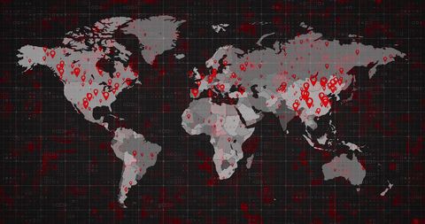 Global covid-19 spread illustrated on world map