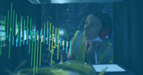 IT Engineer Working on Server with Digital Data Visualization - Download Free Stock Images Pikwizard.com