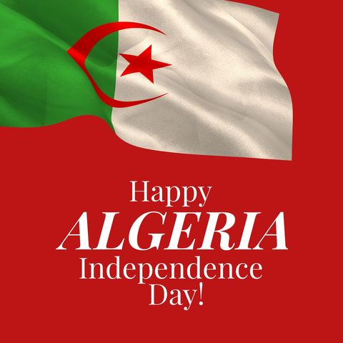 Happy Algeria Independence Day with National Flag on Red Backdrop - Download Free Stock Templates Pikwizard.com