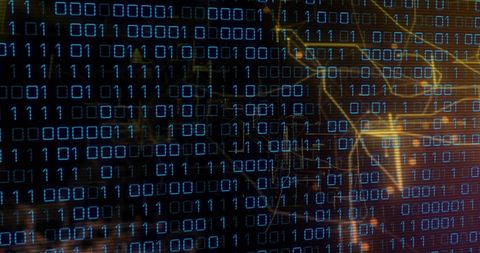 Binary Code on Digital Display with Flowing Data Lines - Download Free Stock Images Pikwizard.com