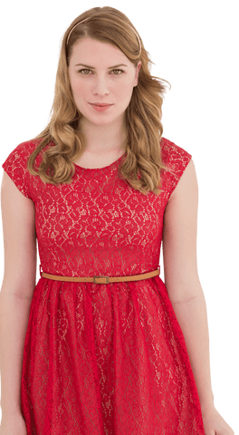 elegant woman in red lace dress smiling on transparent background - Download Free Stock Videos Pikwizard.com