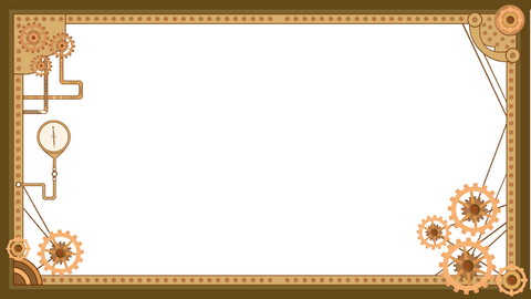 Steampunk frame with brass gears and transparent design